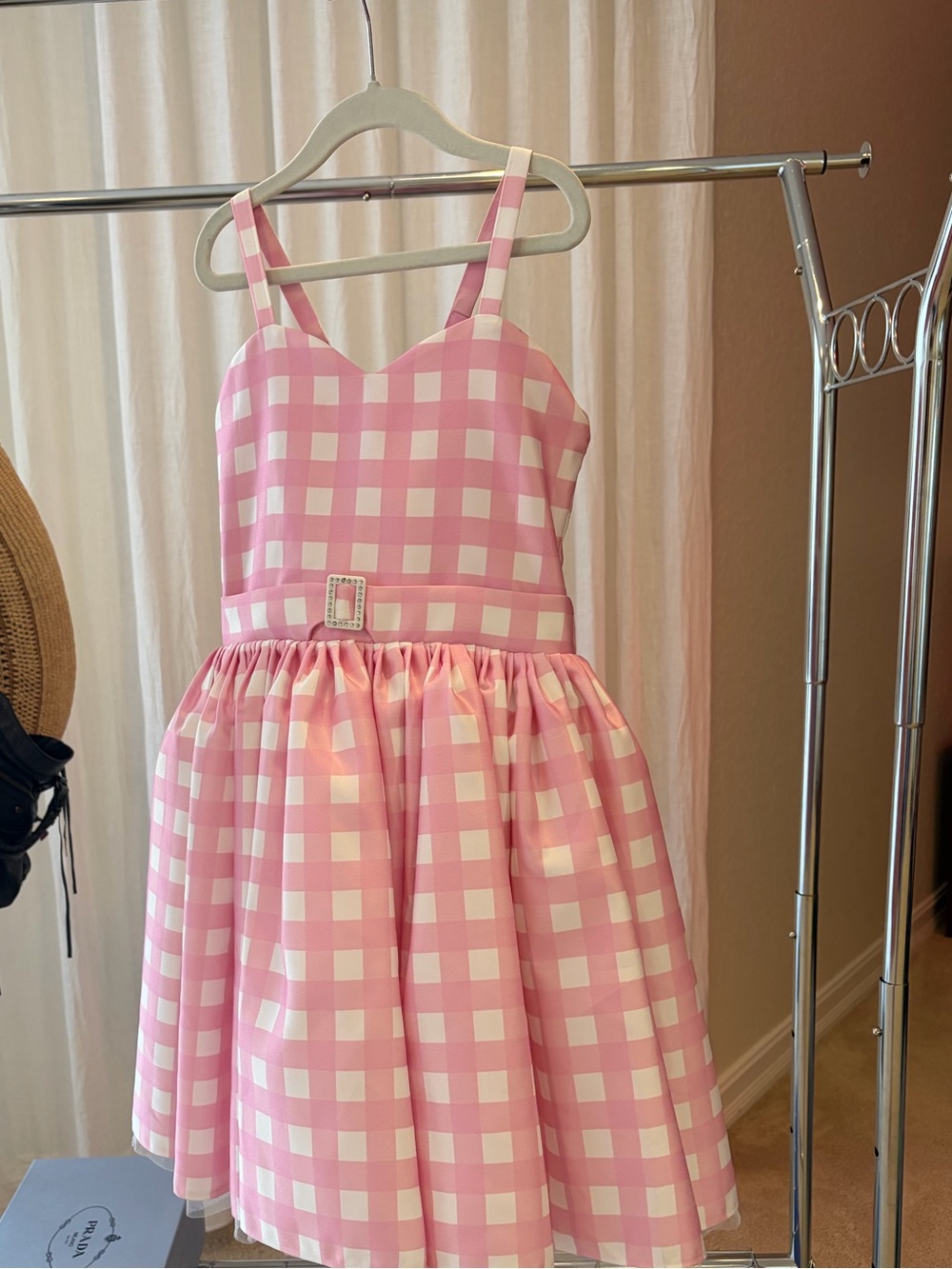 Girls' Pink Gingham Barbie Style Custom made dress